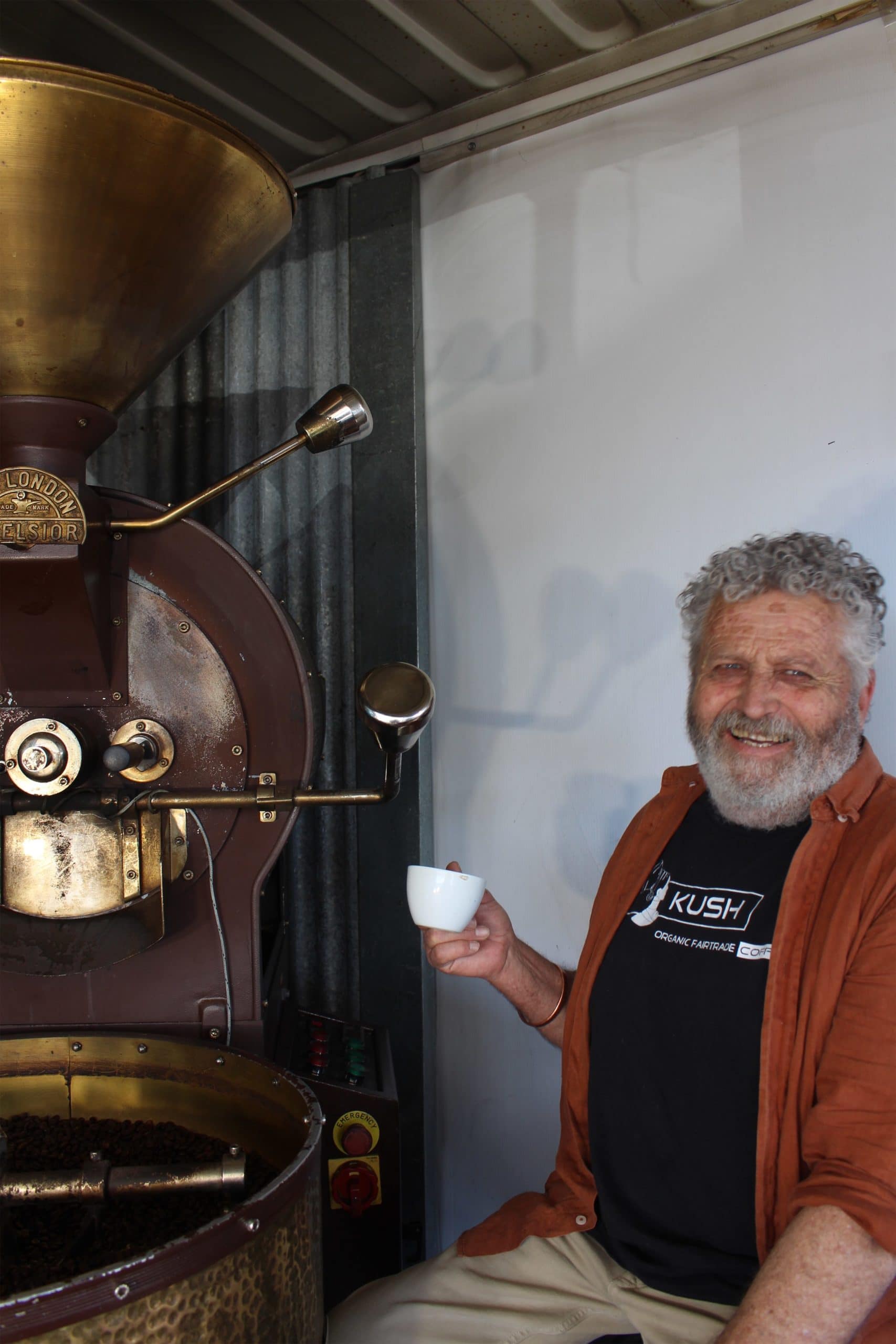 Andy by the coffee roaster